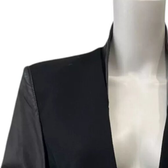 $1275 Helmut Lang Black Wool Leather Panel Blazer Jacket size 8 - Picture 4 of 13